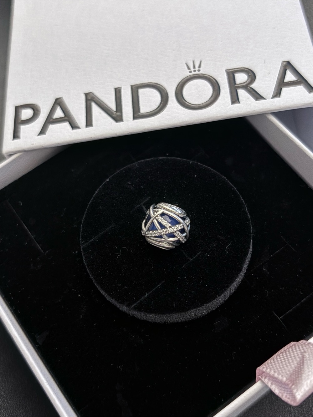 Pandora Blue and Silver Crystal Lattice Charm